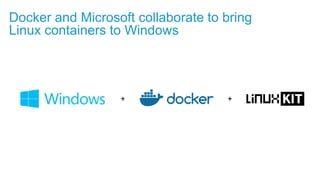 Docker and Microsoft collaborate to bring
Linux containers to Windows
+ +
 