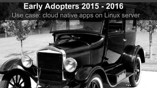 Use case: cloud native apps on Linux server
Early Adopters 2015 - 2016
 