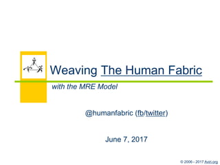 © 2006 - 2017 Aviri.org
Weaving The Human Fabric
with the MRE Model
@humanfabric (fb/twitter)
June 7, 2017
 