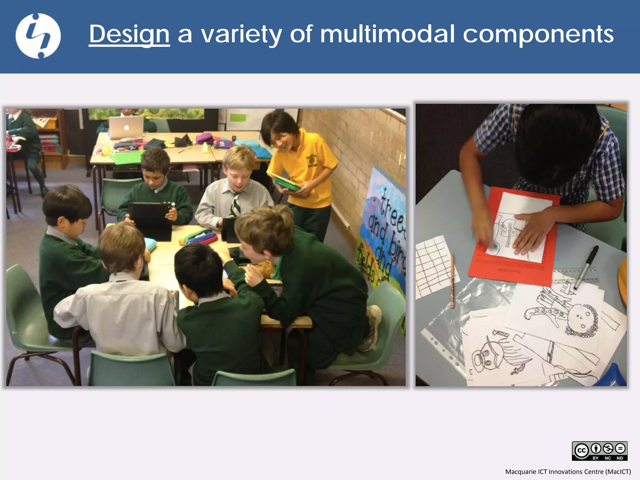 Macquarie ICT Innovations Centre (MacICT)
Design a variety of multimodal components
 