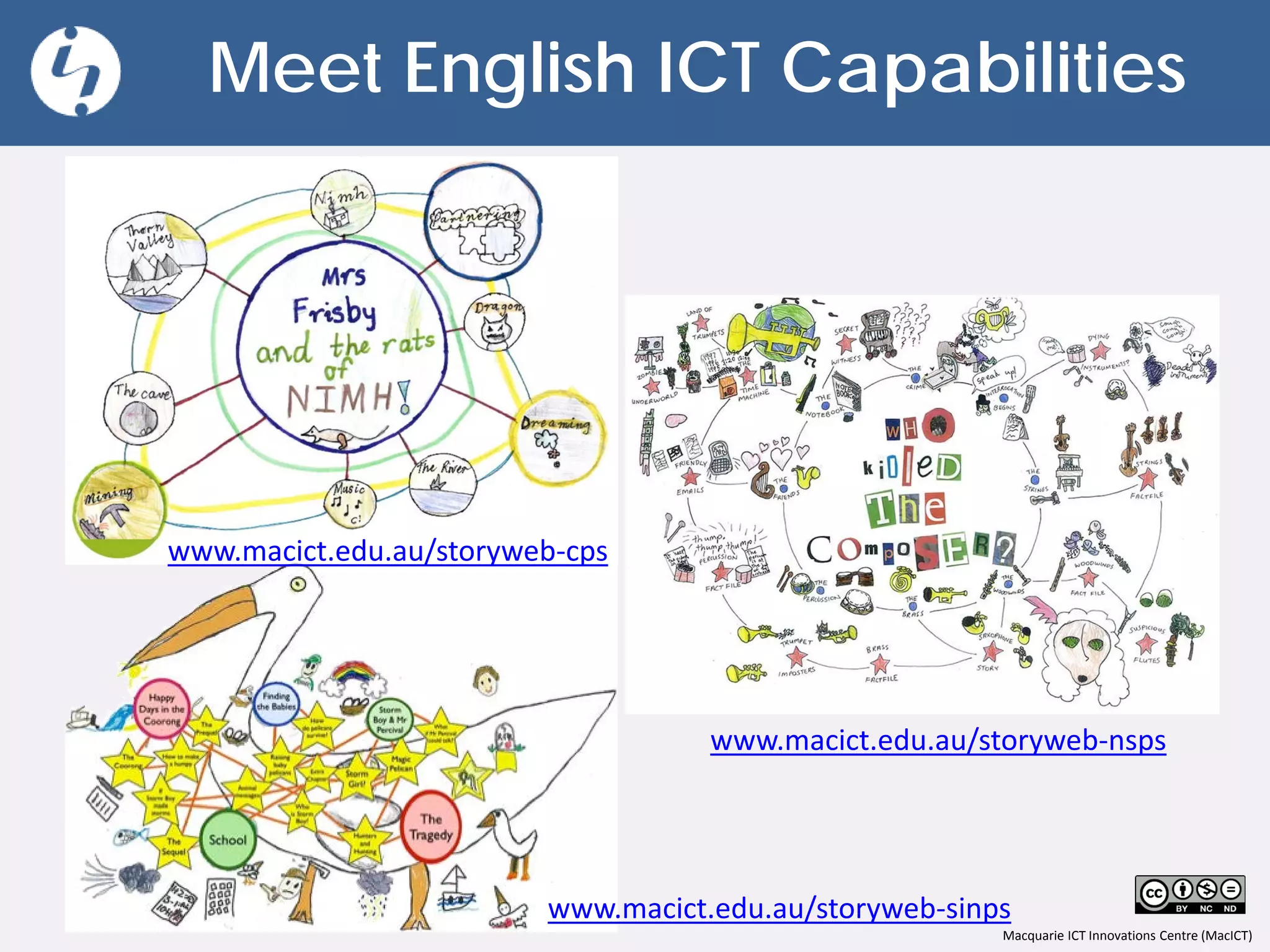 Macquarie ICT Innovations Centre (MacICT)
www.macict.edu.au/storyweb-cps
www.macict.edu.au/storyweb-sinps
www.macict.edu.au/storyweb-nsps
Meet English ICT Capabilities
 