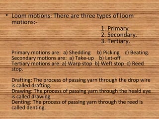 Primary And Secondary Motions Of A Weaving Loom Jcdat
