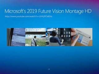 Microsoft's 2019 Future Vision Montage HD
http://www.youtube.com/watch?v=UHVjPCMEtts




                                      25
 