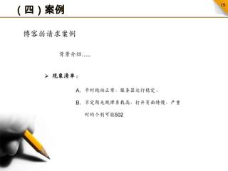 （四）案例博客弱请求案例背景介绍….. 现象清单：平时跑动正常，服务器运行稳定。不定期无规律负载高，打开页面特慢，严重时的个别可能502