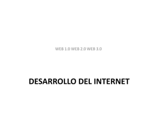 DESARROLLO DEL INTERNET
WEB 1.0 WEB 2.0 WEB 3.0
 