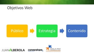 Objetivos Web
Público Estrategia Contenido
 