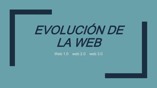 EVOLUCIÓN DE
LA WEB
Web 1.0 web 2.0 web 3.0
 