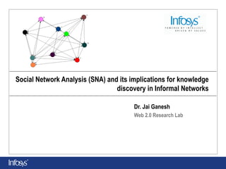 Social Network Analysis (SNA) and its implications for knowledge discovery in Informal Networks Dr. Jai Ganesh Web 2.0 Research Lab 