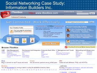 Social Networking Case Study:  Information Builders Inc. http:// www.ittoolbox.com   