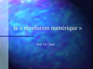 la « révolution numérique » PNF TIC 2008 