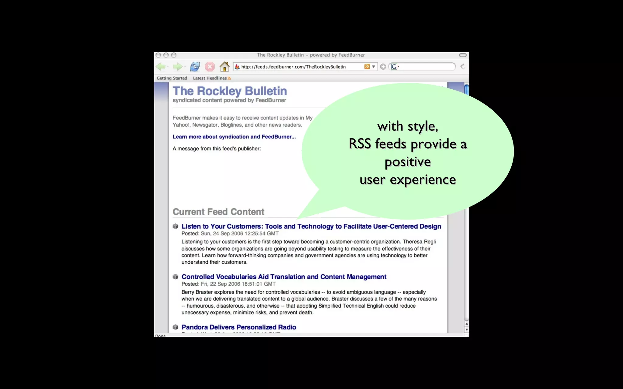 with style, RSS feeds provide a positive user experience 