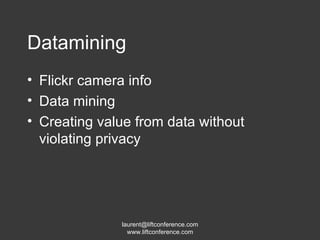 Flickr camera info Data mining Creating value from data without violating privacy Datamining 