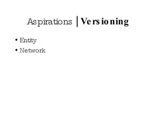 Aspirations  | Versioning  Entity Network 