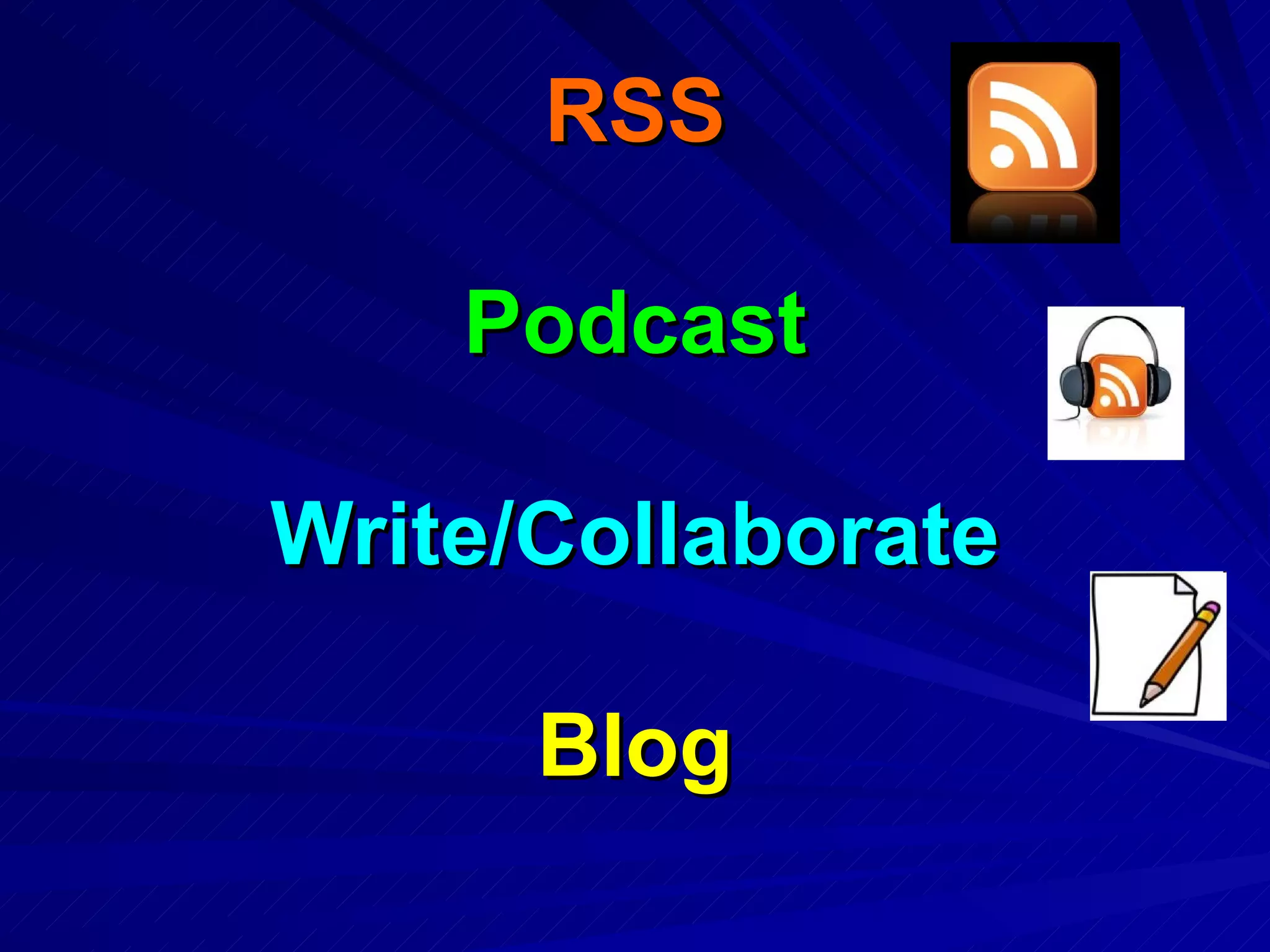 RSS Podcast Write/Collaborate Blog 