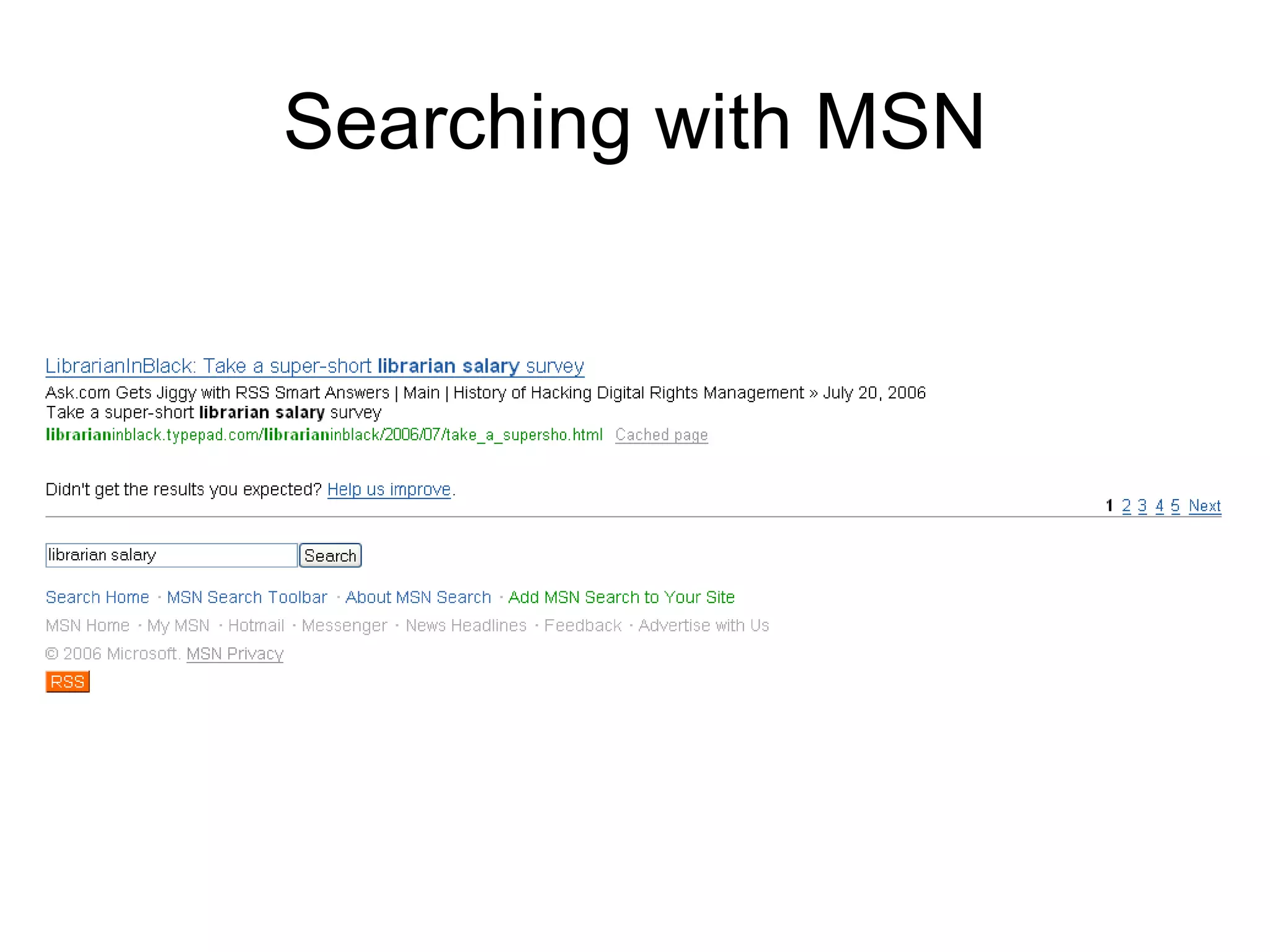 Searching with MSN 