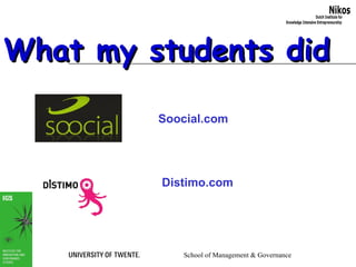 What my students did Soocial.com Distimo.com 