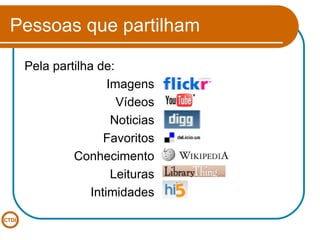 Pessoas que partilham Pela partilha de: Imagens Vídeos Noticias Favoritos Conhecimento Leituras Intimidades 