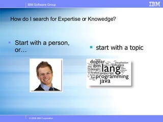 <ul><li>Start with a person, or… </li></ul>How do I search for Expertise or Knowedge? <ul><li>start with a topic </li></ul>
