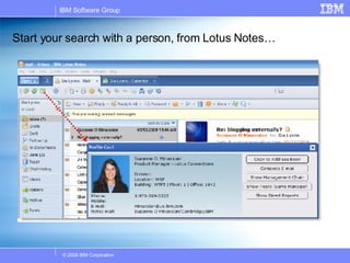 Start your search with a person, from Lotus Notes… 