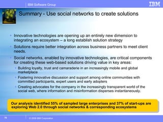 Summary - Use social networks to create solutions <ul><li>Innovative technologies are opening up an entirely new dimension...
