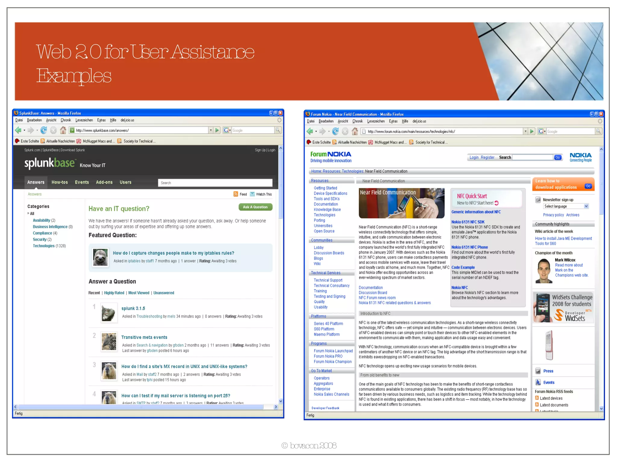 Web 2.0 for User Assistance Examples 