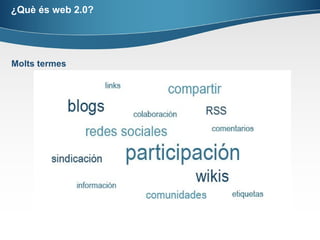 ¿Què és web 2.0?




Molts termes
 
