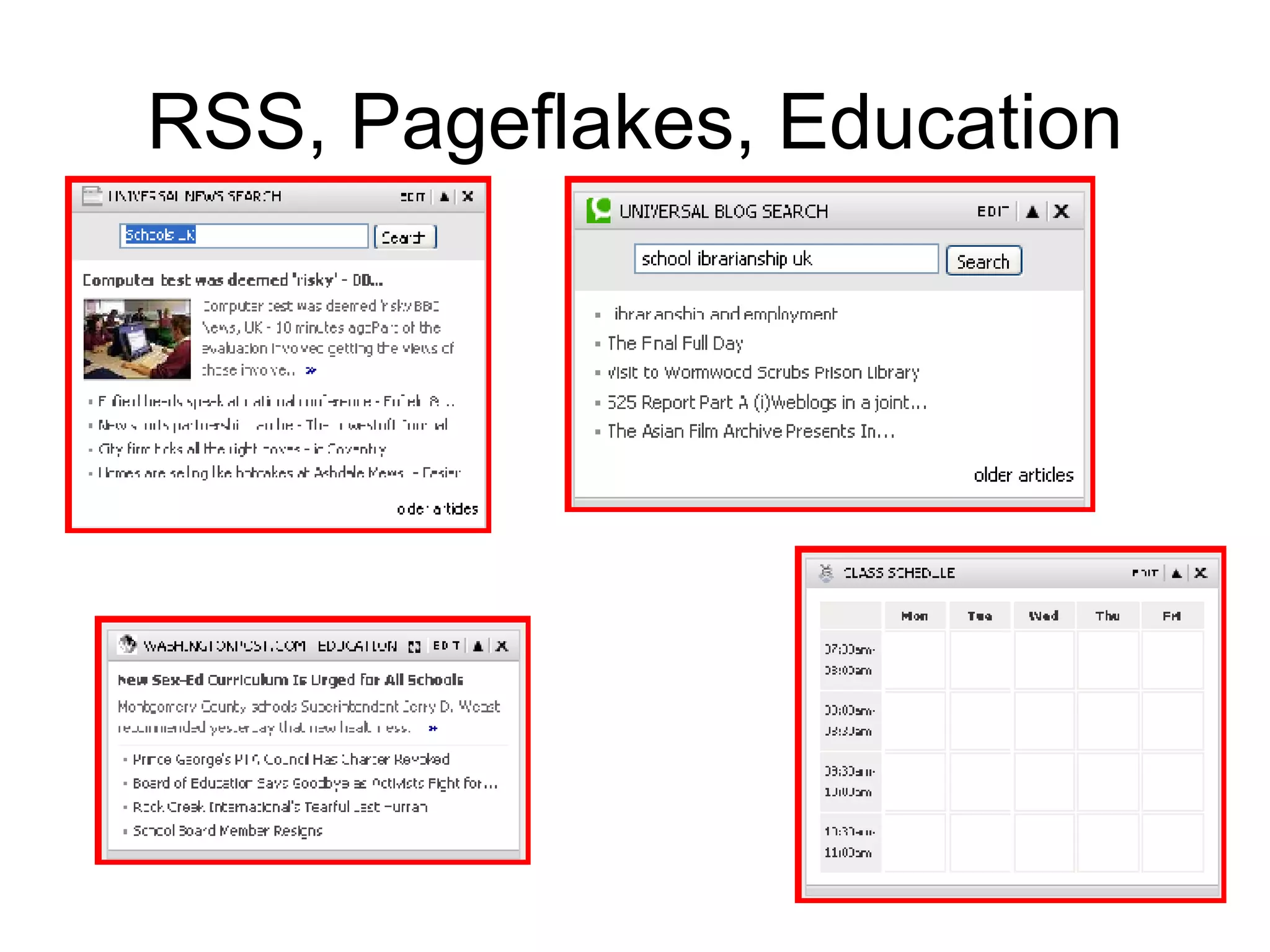 RSS, Pageflakes, Education 