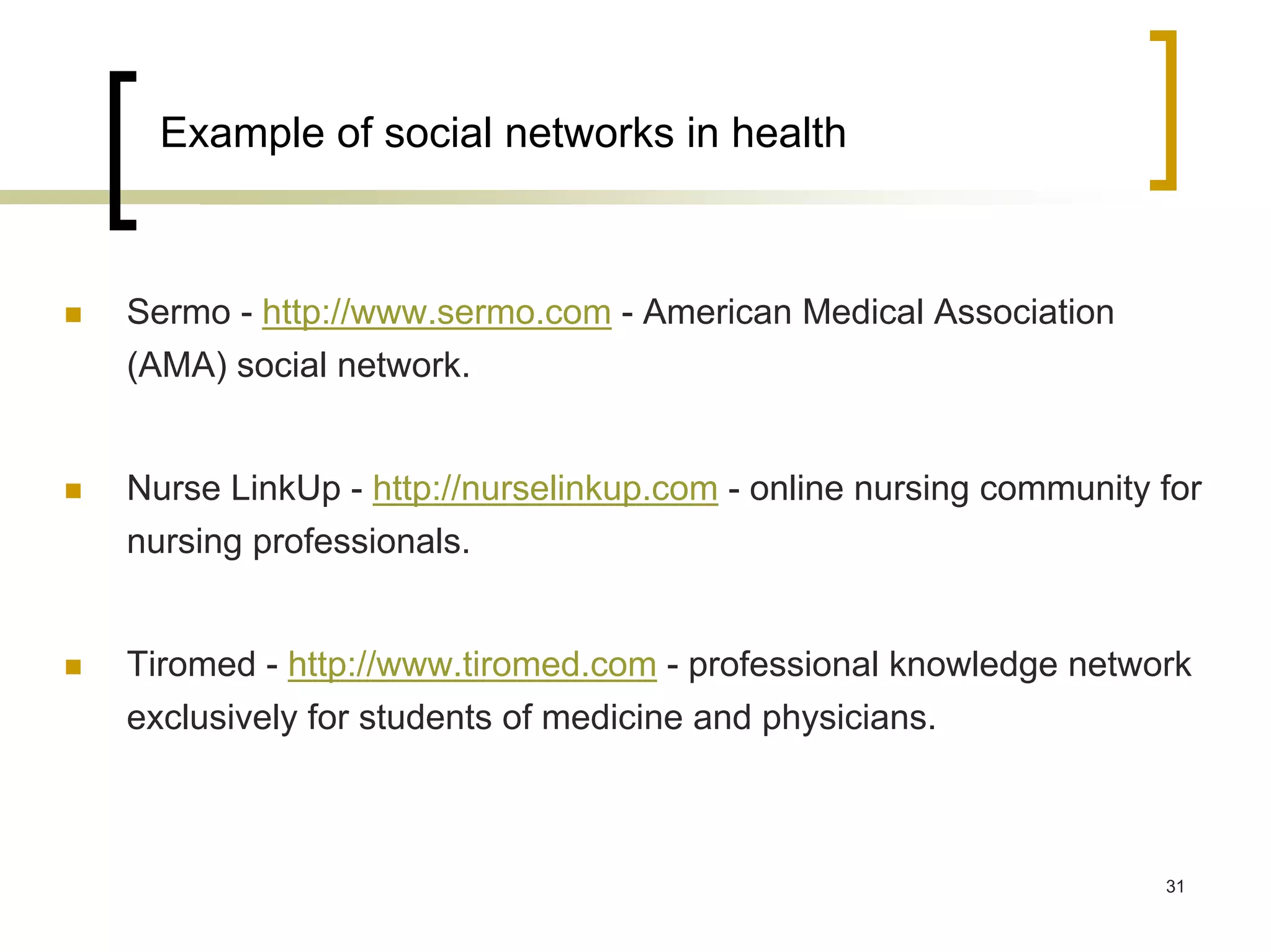 Web 2.0 in Health: a Practical Overview