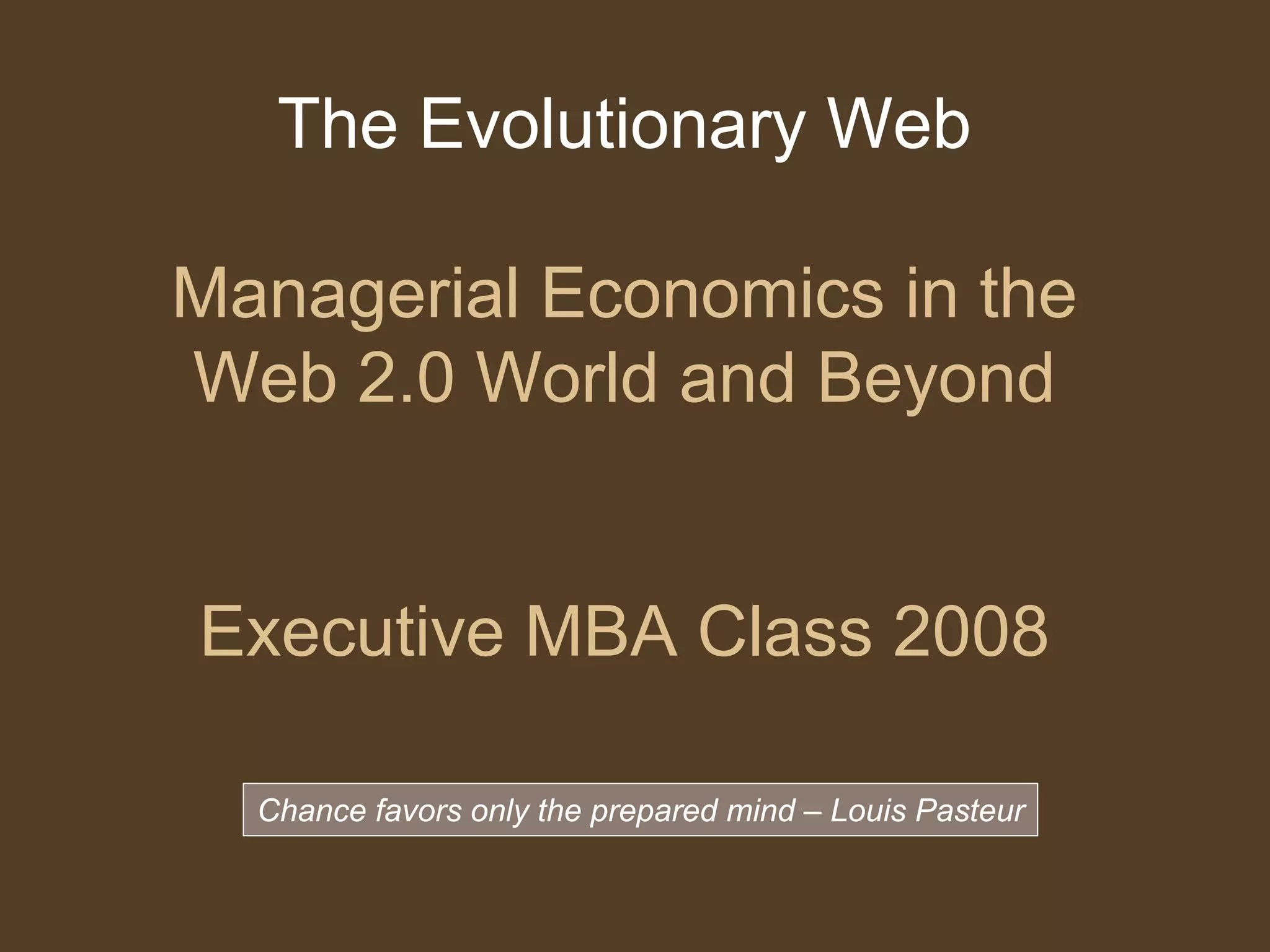 Web 2.0 Managerial Economics