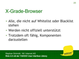 X-Grade-Browser Alle, die nicht auf Whitelist oder Blacklist stehen Werden nicht offiziell unterstützt Trotzdem oft fähig, Komponenten darzustellen 