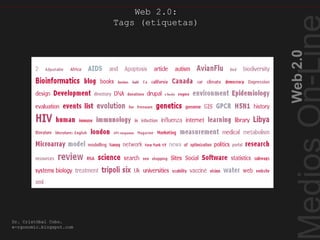 Tags (etiquetas)
Web2.0
Dr. Cristóbal Cobo.
e-rgonomic.blogspot.com
Web 2.0:
Tags (etiquetas)
 