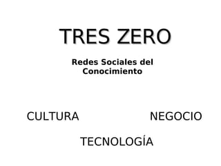 Redes Sociales del Conocimiento TECNOLOGÍA TRES ZERO NEGOCIO CULTURA 