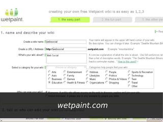 Web 2.0 y redes sociales virtuales - Wikis