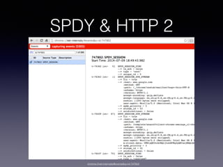SPDY & HTTP 2
chrome://net-internals/#events&q=id:747802
 