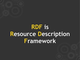 RDF is
Resource Description
    Framework
 