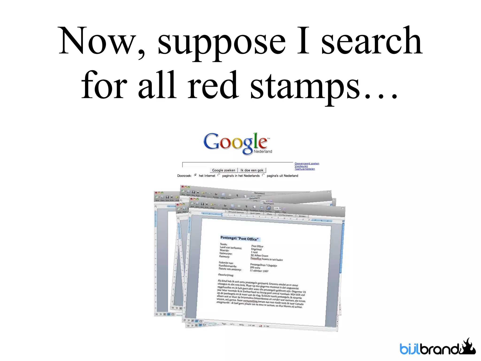 Now, suppose I search for all red stamps… 
