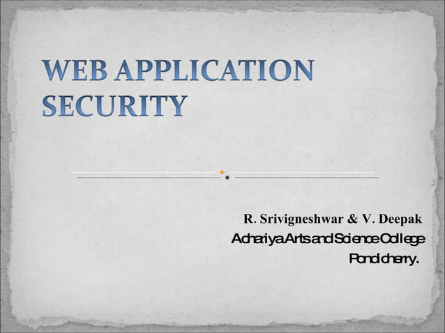 Web Application Security | PPT