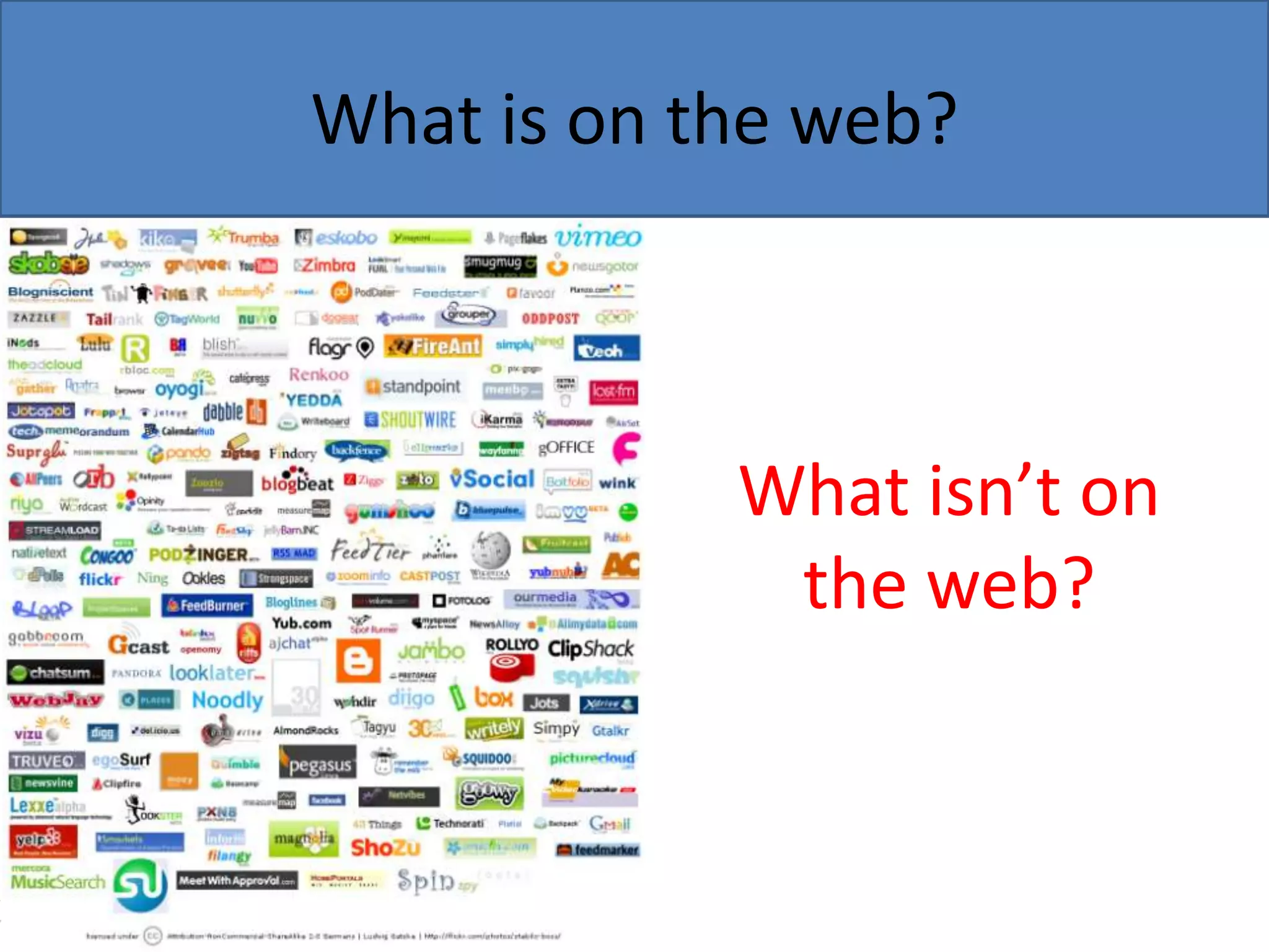What is on the web?

What isn’t on
the web?

 