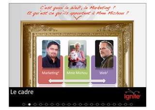 C’est quoi le Web2, le Marketinge ?!
     Et qu’est ce qu’ils apportent à Mme Michou ?!




            Marke+nge    Mme Michou    Web2 




Le cadre 
 