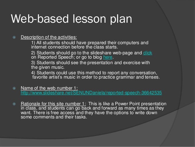 Web Based Lesson Plan With Reported Speech