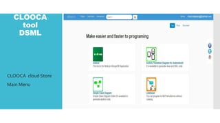 CLOOCA
tool
DSML
CLOOCA cloud Store
Main Menu
 