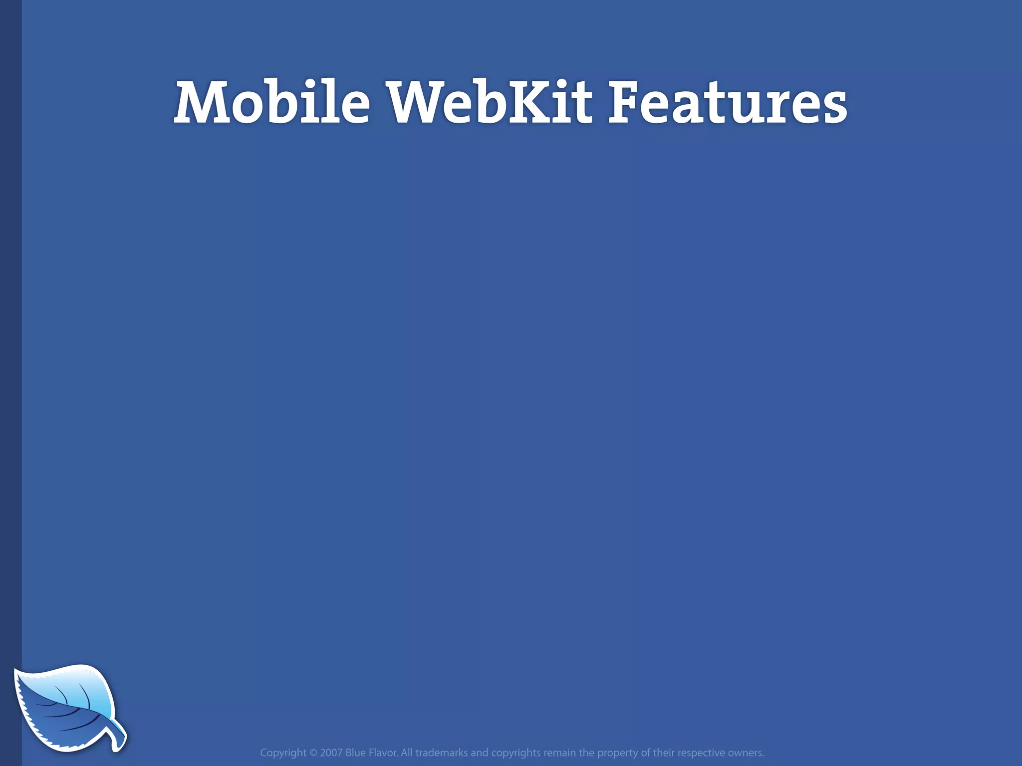 Web Builder 2.0 Workshop:  iPhone Design and Development Workshop