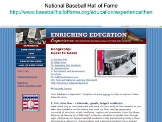 National Baseball Hall of Fame http://www.baseballhalloffame.org/education/experience/thematic_units/geography.html 