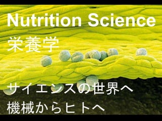 Nutrition Science 
栄養学 
サイエンスの世界へ 
機械からヒトへ 
 