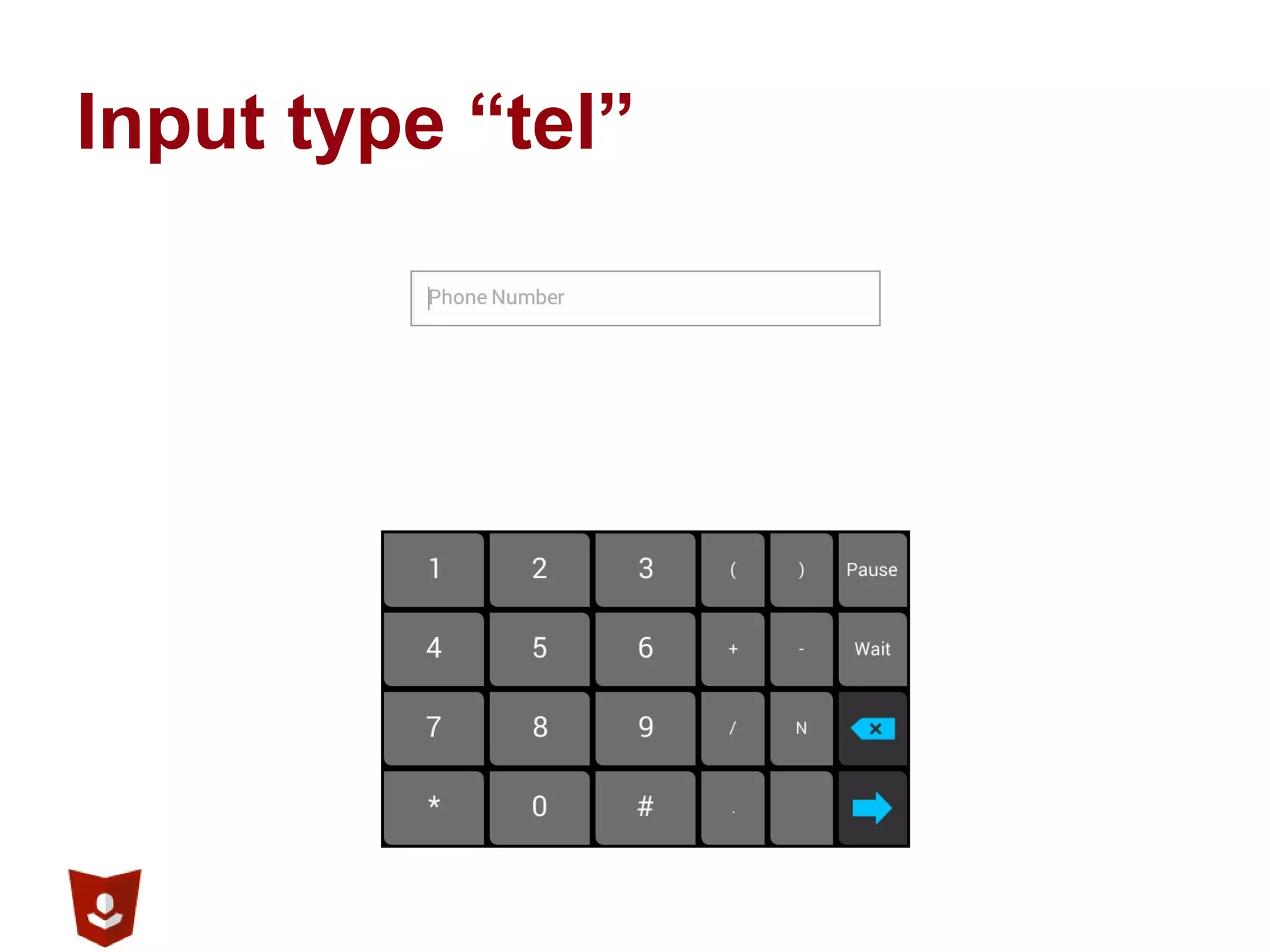 Input type “tel”