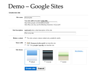 Demo – Google Sites 