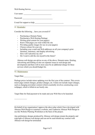 Web Design Planning Worksheet