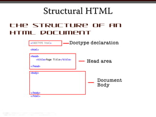 Structural HTML
The structure of an
html document
 