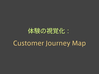 体験の視覚化：
Customer Journey Map
 