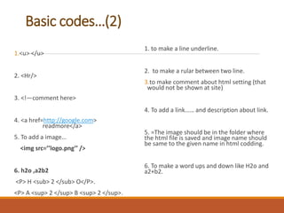 Web designing (1) - Html Basic Codding | PPT